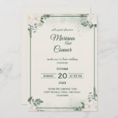 オリーブグリーンミニマル結婚式招待状 招待状 (正面/裏面)