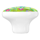 オリーブグリーンモダンペイズリーモノグラムイニシャル セラミックノブ (側面)