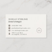 オリーブグリーンモダンミニマリストモノグラムシンプル 名刺 (裏面)