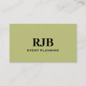 オリーブグリーンモノグラムイニシャル名前をカスタムするシンプル 名刺 (正面)