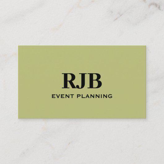 オリーブグリーンモノグラムイニシャル名前をカスタムするシンプル 名刺 (正面)