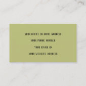 オリーブグリーンモノグラムイニシャル名前をカスタムするシンプル 名刺 (裏面)