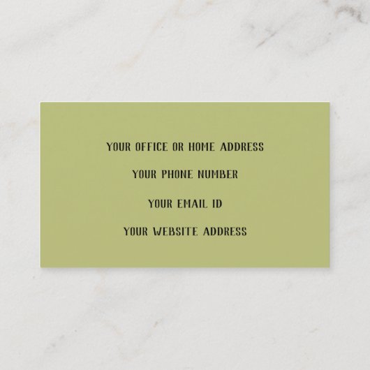 オリーブグリーンモノグラムイニシャル名前をカスタムするシンプル 名刺 (裏面)