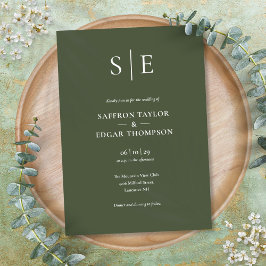 オリーブグリーンモノグラムウェディング 招待状
