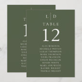 オリーブグリーンモノグラムテーブルナンバー席次表 招待状 (正面/裏面)
