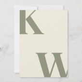 オリーブグリーンモノグラム結婚ズ 招待状 (裏面)