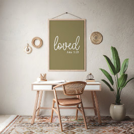 オリーブグリーンラブフェイスミニマル引用文 ポスター