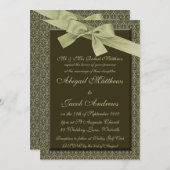 オリーブグリーンリボン-結婚式招待状 招待状 (正面/裏面)