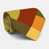 オリーブグリーンレッドオレンジイエローカラーブロックプリント ネクタイ (ロール)