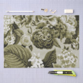 オリーブグリーンヴィンテージフローラトワールNo.1 薄葉紙 (クラフト)