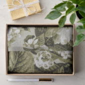 オリーブグリーンヴィンテージフローラトワールNo.1 薄葉紙 (ギフト)