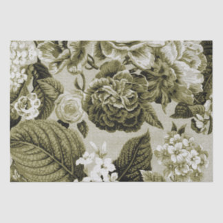 オリーブグリーンヴィンテージフローラトワールNo.1 薄葉紙