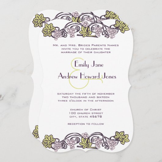 オリーブグリーンヴィンテージラベンダーヴィンヤードズ結婚ズ 招待状 (正面/裏面)