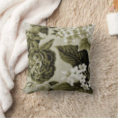オリーブグリーンヴィンテージ植物学フローラトワールNo.1 クッション (ブランケット)