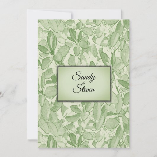 オリーブグリーンヴィンテージ結婚テーマ 招待状 (裏面)