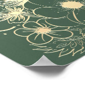 オリーブグリーンヴィンテージ結婚フローラの歓迎ポスター ポスター (角)