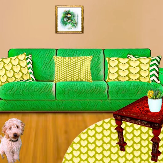 オリーブグリーン化粧ハート枕 アクセントクッション