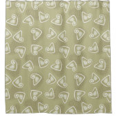 オリーブグリーン幾何シャワーカーテン シャワーカーテン (正面)