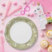 オリーブグリーン幾何紙プレート ペーパープレート (パーティー)