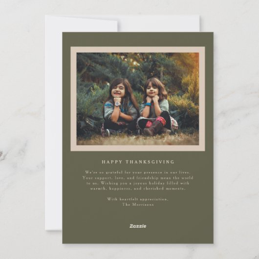 オリーブグリーン感謝秋リーフ感謝記念撮影 シーズンカード (裏面)