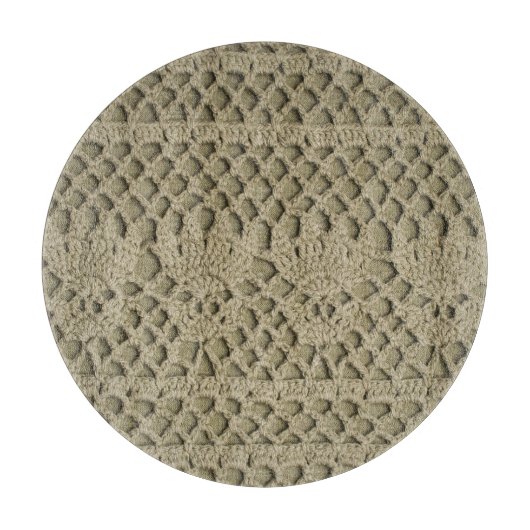 オリーブグリーン手作りレース模様 カッティングボード (正面)