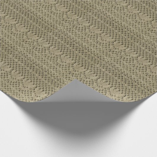 オリーブグリーン手作りレース模様 ラッピングペーパー (角)