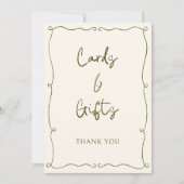 オリーブグリーン手描きフレームカード&ギフトカード (正面)