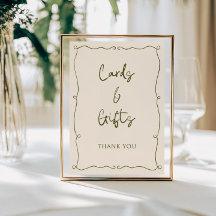 オリーブグリーン手描きフレームカード&ギフトカード