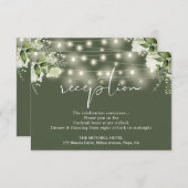 オリーブグリーン文字列ライトフローラ結婚披露宴 エンクロージャーカード (正面/裏面)