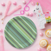 オリーブグリーン斜ストライプ斜 ペーパープレート (パーティー)