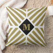 オリーブグリーン斜ストライプ角モノグラム クッション (ブランケット)