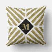 オリーブグリーン斜ストライプ角モノグラム クッション (裏面)