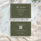 オリーブグリーン書道エレガント詳細RSVP エンクロージャーカード