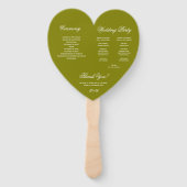 オリーブグリーン書道ハート結婚式 プログラム ハンドファン (裏面)