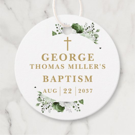 オリーブグリーン植物学モダン洗礼 フェイバータグ (正面)