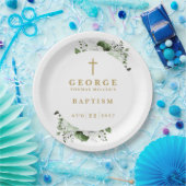 オリーブグリーン植物学モダン洗礼 ペーパープレート (パーティー)