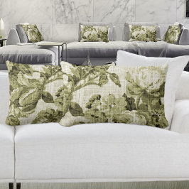 オリーブグリーン植物性フローラ油布No.5 ランバークッション