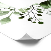 オリーブグリーン植物性フローラ結婚のウェルカムサイン ポスター (角)