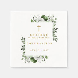 オリーブグリーン植物確モダン認 スタンダードカクテルナプキン