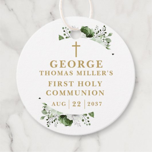 オリーブグリーン植物第モダン1聖餐式 フェイバータグ (正面)