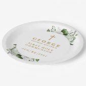 オリーブグリーン植物第モダン1聖餐式 ペーパープレート (アングル)