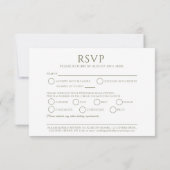 オリーブグリーン楕円形の葉モノグラムの食事RSVP 結婚's 出欠カード (裏面)