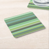 オリーブグリーン横ストライプ線 スクエアペーパーコースター (アングル)
