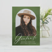 オリーブグリーン水彩アーチ7写真卒業 案内状 (スタンド正面)