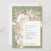 オリーブグリーン水彩植物性フローラ結婚ズ 招待状 (正面)