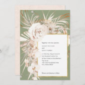 オリーブグリーン水彩植物性フローラ結婚ズ 招待状 (正面/裏面)