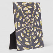 オリーブグリーン水玉模様ラジアルパターンアートプリント フォトプラーク (側面)