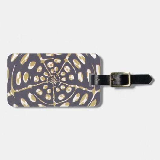 オリーブグリーン水玉模様ラジアルパターンアートプリント ラゲッジタグ (正面横)
