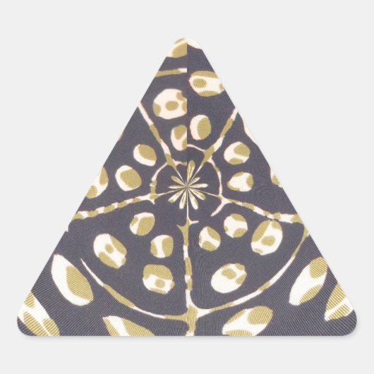 オリーブグリーン水玉模様ラジアルパターンアートプリント 三角形シール (正面)