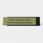 オリーブグリーン無地のカラー デスクネームプレート (正面)